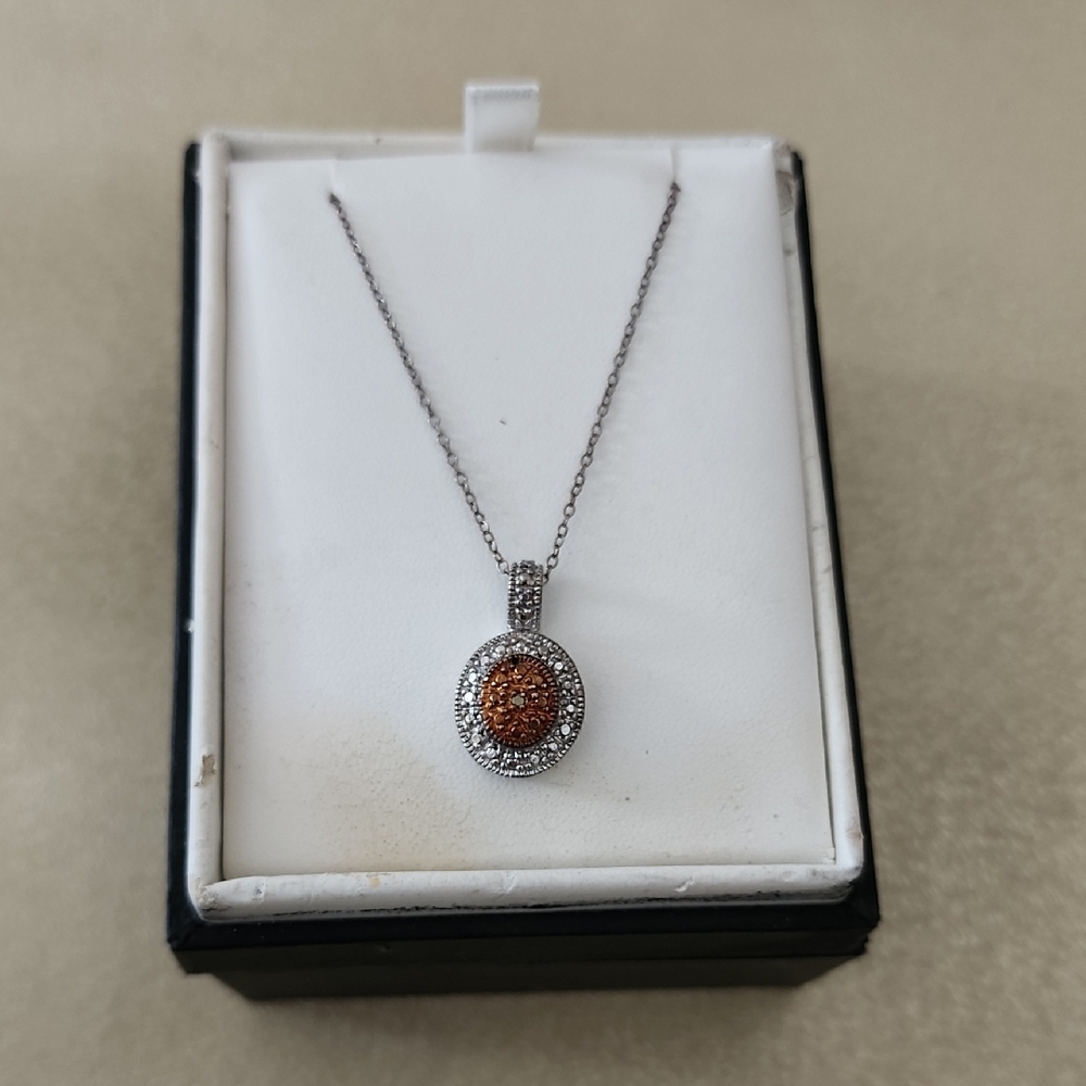 Elegant Silver and Orange Pendant Necklace
